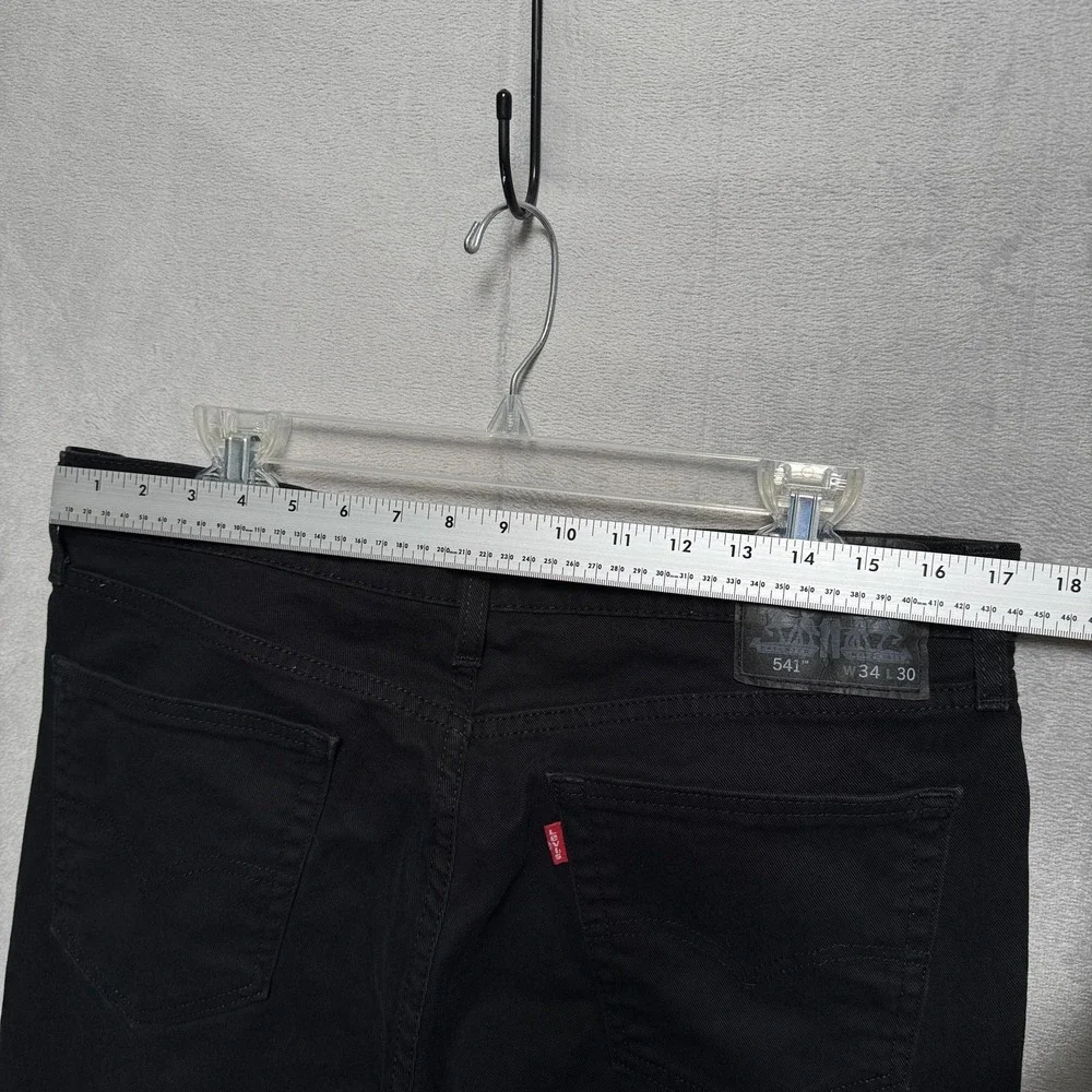 Levis 541 Jeans Mens 34x30 Black Tapered Athletic Fit Denim‎ Cotton Blend